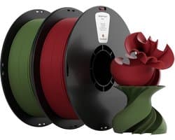 3D Print Filament - PLA Materiaal - Modelbouw - Matte Textuur - 2KG 1.75MM - Groen Rood