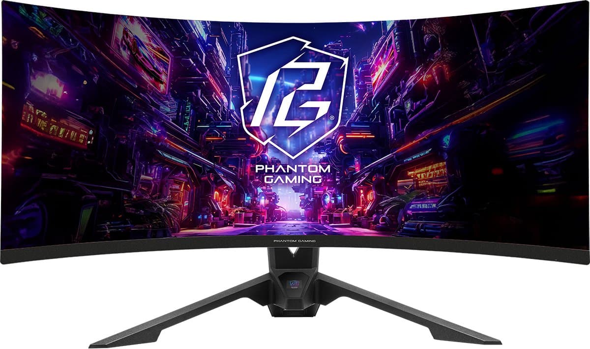 ASRock PGO34QRT3A - Gaming Monitor 34'' - VA - 3440 x 1440 WQHD - Gebogen (1500R) - 180 Hz - 1 ms - 500 cd/m² - 4000:1 - zwart — afbeelding 1