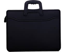 Elonglin Business Aktentas voor Documenten - Handgemaakte Opbergmap voor A4, Laptop, Zwart