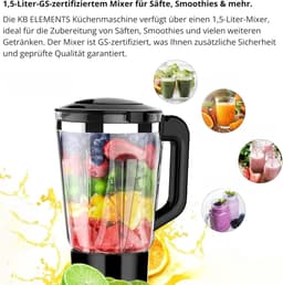 Krachtige 3-in-1 Keukenmachine met 2000W, Kneedfunctie, Pastamaker en 1.5L Mixer — thumbnail 3