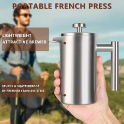 Franse pers koffiezetapparaat 12 oz - 1-2 kopjes capaciteit - Roestvrij staal, Elegant ontwerp voor thuis en camping — thumbnail 2