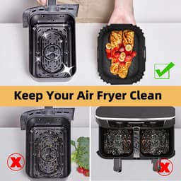 Voor Ninja Foodi Max Dual Zone Air Fryer Accessoires - Set van 4 vierkante siliconen bakplaten - Compatibel met AF300EU, AF400EU en andere Dual Zone-modellen - Grijs — thumbnail 3