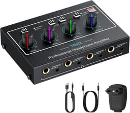 4-Kanaals Stereo Hoofdtelefoonversterker met RGB Verlichting - Mono/Stereo RCA & 6.35mm Aansluitingen — thumbnail 1