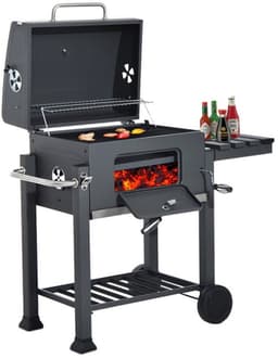 PIPIPOXER-Houtskool BBQ - Smoker Barbecue - Verstelbaar kolenrooster - Zwart — thumbnail 4