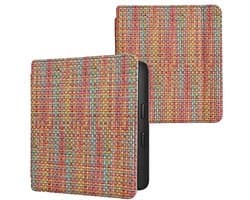 Ereader Hoezen met Magnetische Sluiting - Geschikt voor Kobo Libra 2 - Kleurvolle Geweven Beschermhoes in Geel/Rood/Groen