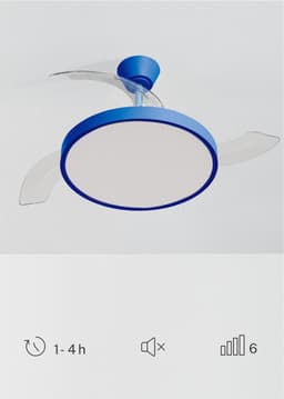 CREATE - Plafondventilator 40W stil met intrekbare bladen met licht - Ø91cm - Kobaltblauw - Controller voor wandmontage + afstandsbediening - WIND CLEAR STUDIO — thumbnail 3