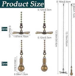 Trekketting voor Plafondventilator en Lamp - Verlengkettingen in Antiek Brons — thumbnail 4