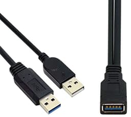 USB 3.0 Vrouwelijk naar Dubbele USB Mannelijke Y-Kabel voor Extra Stroom en Data — thumbnail 1