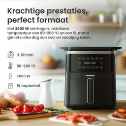 Heinner Airfryer 5L – 2600W Heteluchtfriteuse – Olievrij Frituren – Digitale Touchbediening – 6 Voorgeprogrammeerde Programma’s – Gezond & Vetarm Koken — thumbnail 6