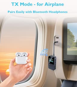 Bluetooth-zender voor tv naar 2 hoofdtelefoons, Bluetooth AUX-adapter voor handsfree bellen in de auto, 3,5 mm draadloze zender-ontvanger met LED-display voor vliegtuig/stereo/sportschool — thumbnail 3
