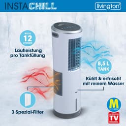 Aircooler met waterkoeling - 3 niveaus - Krachtige maxi-tower-luchtkoeler met 8,5L tankvolume voor langdurig koelen — thumbnail 2