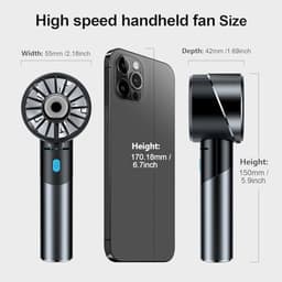 Draagbare mini USB ventilator met 2600 mAh batterij - Oplaadbare handventilator voor buiten - Max. 16 uur gebruik, 4 snelheden — thumbnail 4