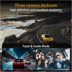 Dubbele dashcam voor in de auto, voor- en binnenkant, autobeveiligingsvideorecorder met audio, 1080P, voertuigcamera, plug-and-play, WDR, nachtzicht, automatische vergrendeling met G-sensor, 2 inch scherm（Met 8G geheugenkaart） — thumbnail 3