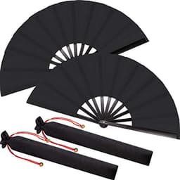 Grote opvouwbare zijden handwaaier - Chinese Tai Chi-vouwventilator voor dans, decoraties en festivals - Set van 2 — thumbnail 3