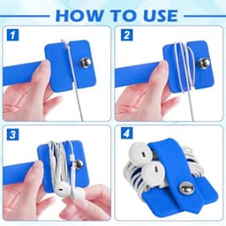 Hoofdtelefoonkabel Organizer - Siliconen Draagbaar en Compact voor Werk en Reizen (Geel en Blauw) — thumbnail 3