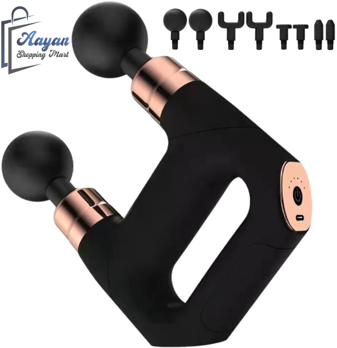 Massage Gun – Dubbele Lichaams- en Rugmassager met 8 Opzetstukken – 69418 — afbeelding 1