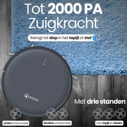 STEGA® RC1400 Robotstofzuiger Met Laadstation - Met Dweilfunctie - Huisdieren - Met App - 180 minuten — thumbnail 5