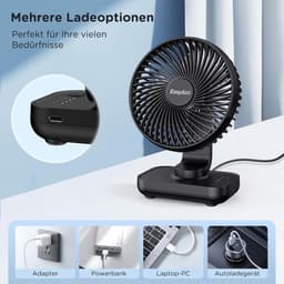 USB-bureauventilator met 4000 mAh batterijcapaciteit - Draagbare, stille ventilator met 4 snelheden en LED-display — thumbnail 1