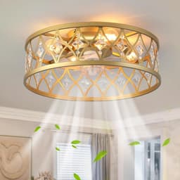Plafondventilator met verlichting en afstandsbediening - Laag profiel, Goud, 4 Lichten — thumbnail 3