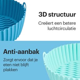 HipWare - Airfryer Siliconen mandje - Antiaanbaklaag - Vaatwasserbestendig - Rond - Cyaan/Blauw — thumbnail 5