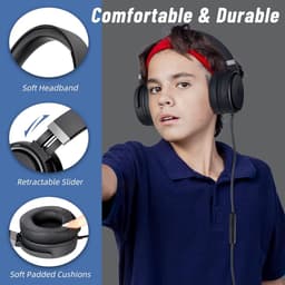 Koptelefoon kinderen met draad - Kinderkoptelefoon - Bedrade hoofdtelefoon - Veilig volume - School - Tablet - Laptop - Reizen - Muziek luisteren — thumbnail 2