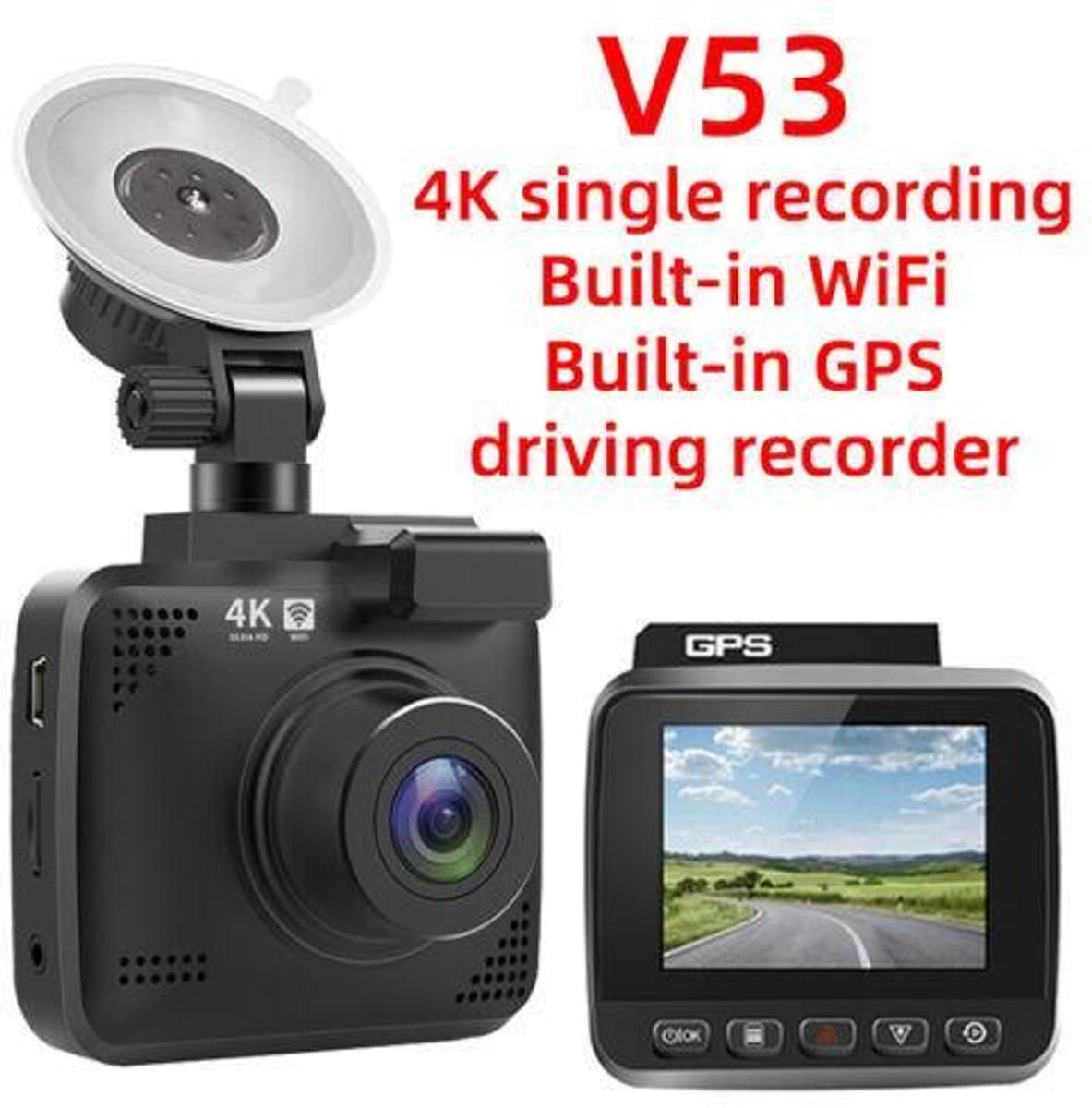 4K 1080P auto-dashcam met dubbele lenzen, ingebouwde GPS, wifi en meer — afbeelding 1