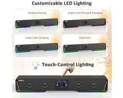 PC luidsprekers met USB en Bluetooth voor Desktop - Stereogeluid en LED