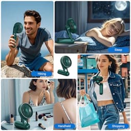 Draagbare Mini Handventilator - Oplaadbare USB Ventilator met 5 Snelheden - Opvouwbare Zakventilator voor Kantoor en Outdoor — thumbnail 2