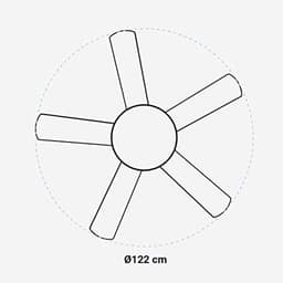Plafondventilator met LED-lamp en afstandsbediening - 122 cm, 60 W, 6 snelheden, stille DC-motor — thumbnail 2