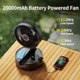 Draagbare oplaadbare ventilator met 20000mAh batterij, 8 snelheden, oscillatie en afstandsbediening — thumbnail 5
