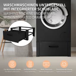 Wasmachine verhoger, Wasmachine Onderstel 63x54x31 cm met lade in zwart ML design — thumbnail 2