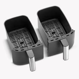 Dubbele Heteluchtfriteuse - Airfryer XXL - Gezond Koken - Parallel Garen - 2x 3.8L - Zwart Zilver — thumbnail 3