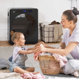 COVREO Mini wasdroger 49x43x61 cm zwart RVS, 4 kg, 6 standen, touch — thumbnail 4