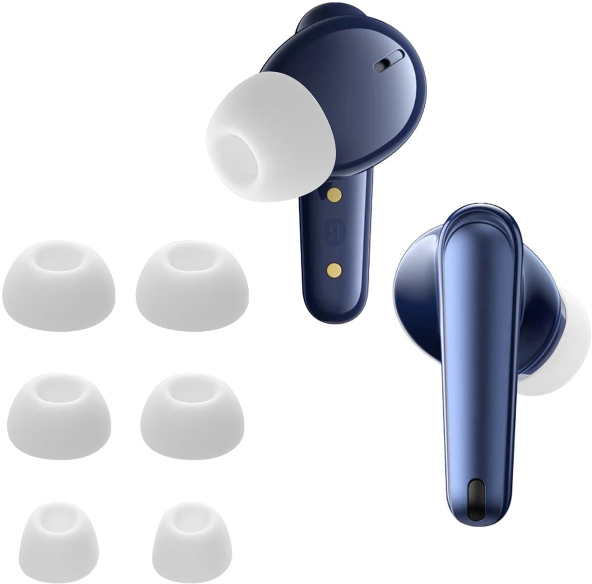 kwmobile 6x cover voor in-ear oortjes geschikt voor Anker Soundcore Liberty 4 NC - Vervangende oordopjes van siliconen in wit - 3 maten — afbeelding 1