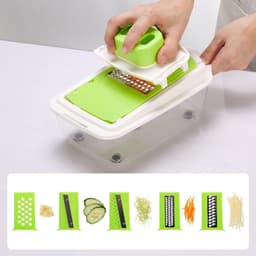 Multifunctionele Mandoline - Keukengereedschap Set - Groenten Snijden - 19-in-1 Functies - 1.3L Capaciteit - Groen Wit — thumbnail 4