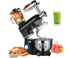 Keukenmachine - Mixer Blender - Bakken En Koken - 3-in-1 Functionaliteit - 7 Liter Kom - Zwart