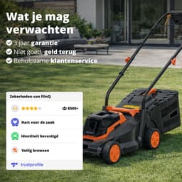 FlinQ Accu Grasmaaier - Incl Accu & Oplaadstation - 32cm maaibreedte - 3 instelbare maaihoogtes - Gazonoppervlakte: tot 130 m² - 25L grasopvangbak - 3800 toeren per minuut — thumbnail 5
