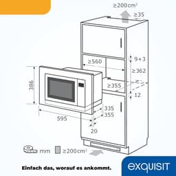 Inbouwmagnetron met Grill - Magnetronoven Magnetron - Snel Maaltijden Opwarmen - Roestvrijstalen Interieur - 25 Liter - Zwart — thumbnail 2