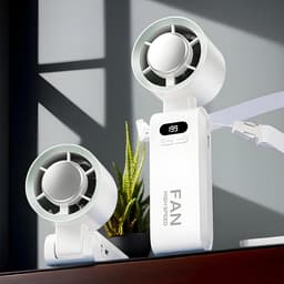Draagbare Handventilator - USB Windmachine - Koel Blijven - Instelbare Snelheden - 177 cm - Wit — thumbnail 4