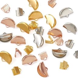 450 stuks lint krimpeinden in drie kleuren met rechthoekige en half ronde vormen, ideaal voor het maken van armbanden en sieraden — thumbnail 5