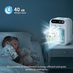 Draagbare airconditioners, draagbare verdampingskoelers, stille draagbare airconditioners met watertank, persoonlijke airconditioners, verdampingsluchtkoelers, geschikt voor kamers, slaapkamers, kantoren, campings en andere locaties. — thumbnail 3
