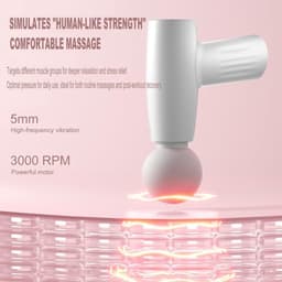 Mini-massagepistool - Draagbare spiertherapie, diepe weefselpercussiemassage voor atleten, pijnverlichting en herstel, stille technologie, 6 opzetstukken, voor mannen en vrouwen, wit — thumbnail 5
