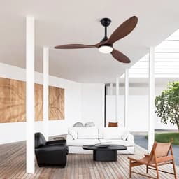 HAUSS SPOLE Ventilator - 132 cm Met Verlichting - Metaal En Hout - Zwart En Donker Walnoot - Dimbaar Met Afstandsbediening — thumbnail 2