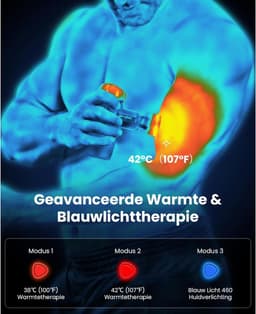 Massage Gun met Warmte – Draadloos Massagepistool – Stil – USB-C Oplaadbaar – 4 Opzetstukken – 9 mm Massagekracht — thumbnail 2