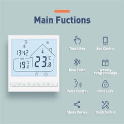Vloerthermostaat - Temperatuurregelaar - Vloerverwarming - Wifi & App Bediening - 220V - Wit — thumbnail 4