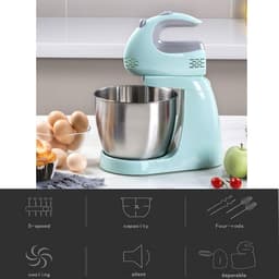 Keukenmixer - Mixer Kom - Bakken En Koken - 5 Snelheden Turbo - 3L Kom - Rood — thumbnail 2