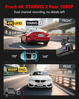 4K Dash Cam - Autocamera Rijcamera - Veilig Rijden - Dubbele Lens - 3.18 Inch Scherm - Zwart — thumbnail 3