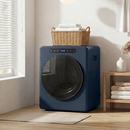 TEKROA® 5 kg wasdroger met ventilatie - 1000 W compacte vrijstaande wasdroger met voorlader - roestvrijstalen trommel - timer - blauw — thumbnail 2
