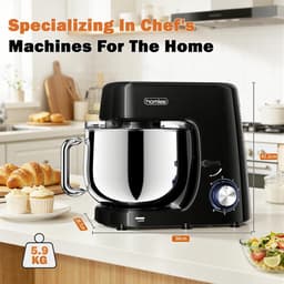 Keukenmachine - Mixer Robot - Bakken en Koken - Krachtige Motor - 7.2 Liter Kom - Zwart — thumbnail 3