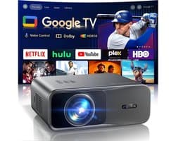 SnelShoppen - 4K-projector met Dolby, Autofocus, Keystone-correctie, Slimme Netflix-compatibele Projector, Native 1080p Full HD, Wifi Bluetooth 1400 A